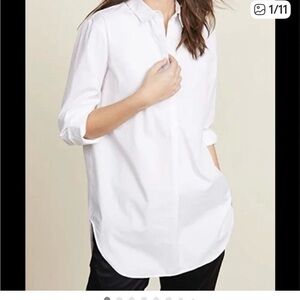AYR White Poplin Cotton Half Button Up Blouse Size S